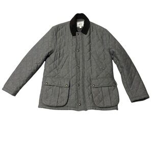 JSA Bank 1905 Mens Quilted Wool Blend Barn Jacket Size L Gray Corduroy Collar